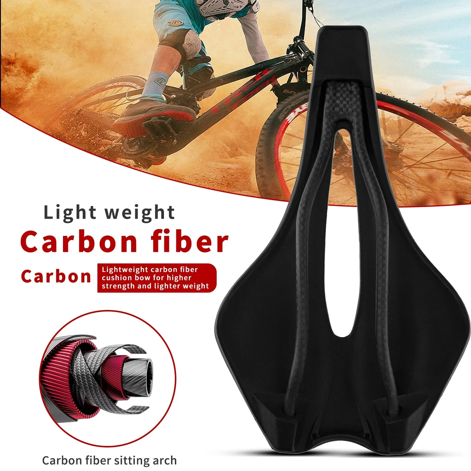 Carbon Saddle KOCEVLO Dimension 143 Ultralight 120g Breathable Comfortable Bike Racing Saddle Carbon Rails