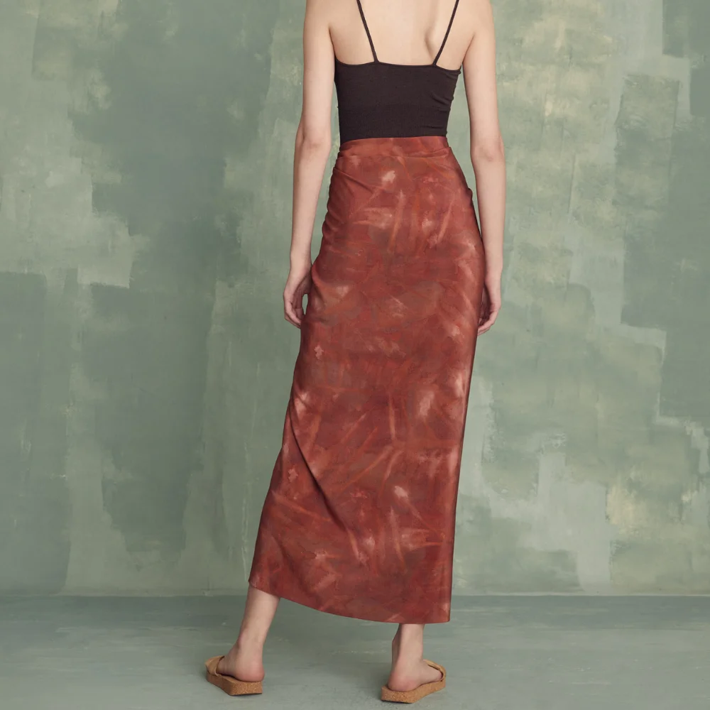 

Summer Skirts Silk Printed Wrapping Straps One-piece Mid-length A-line Skirt for Women