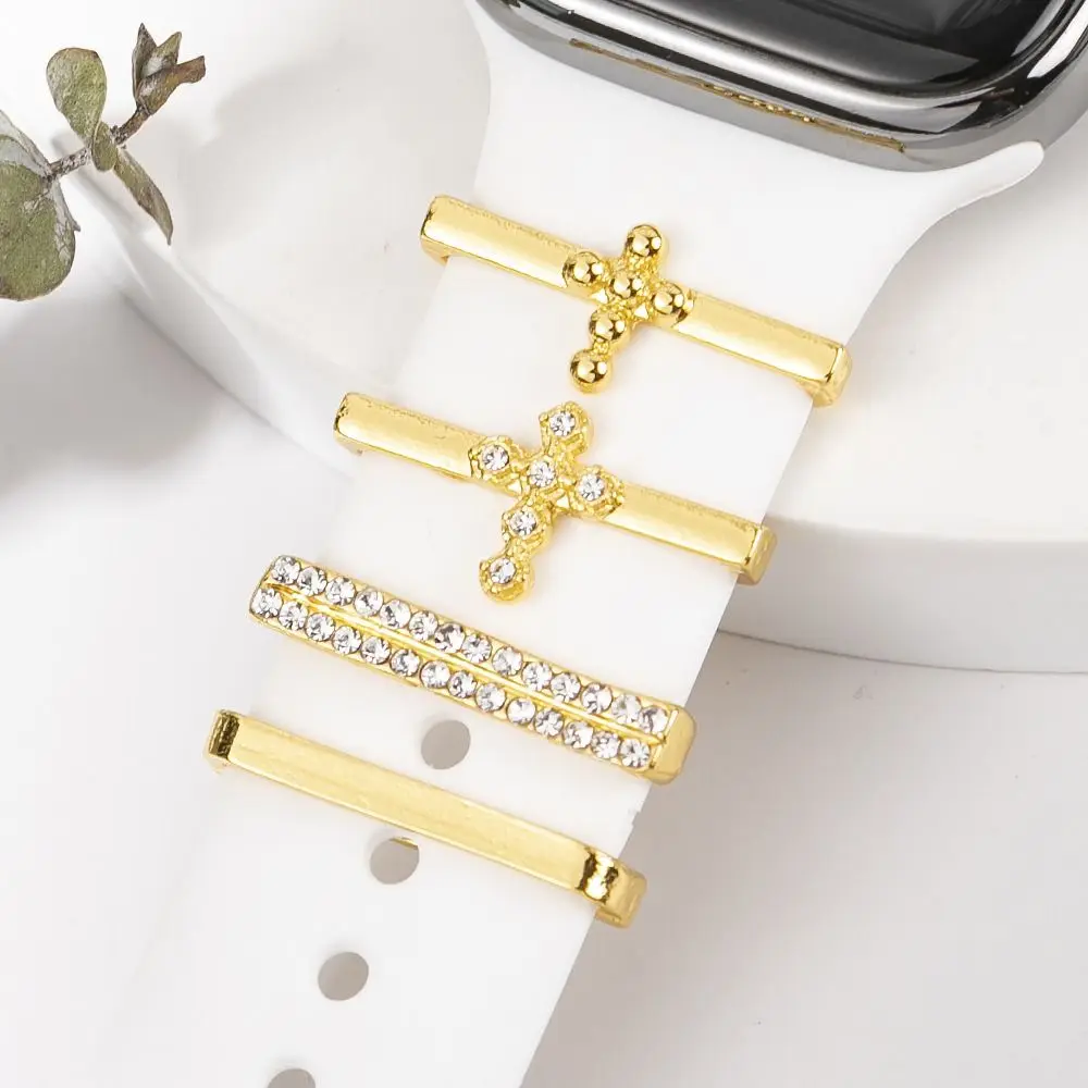 4Pcs Wristbelt Charms Watchband Decorative Ring For Apple Diamond Ornament For iwatch Bracelet Silicone Strap Accessories - Image 4