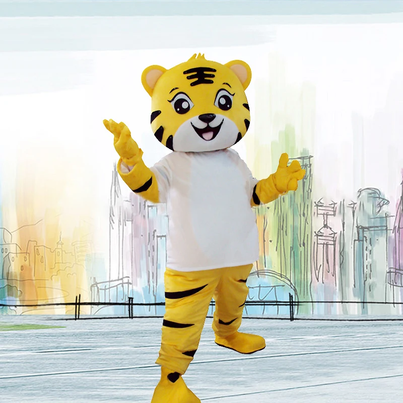 

Funny Cartoon Character Yellow Adult Tiger Mascot Costume Anime Cosplay Kits Halloween Party For Adult