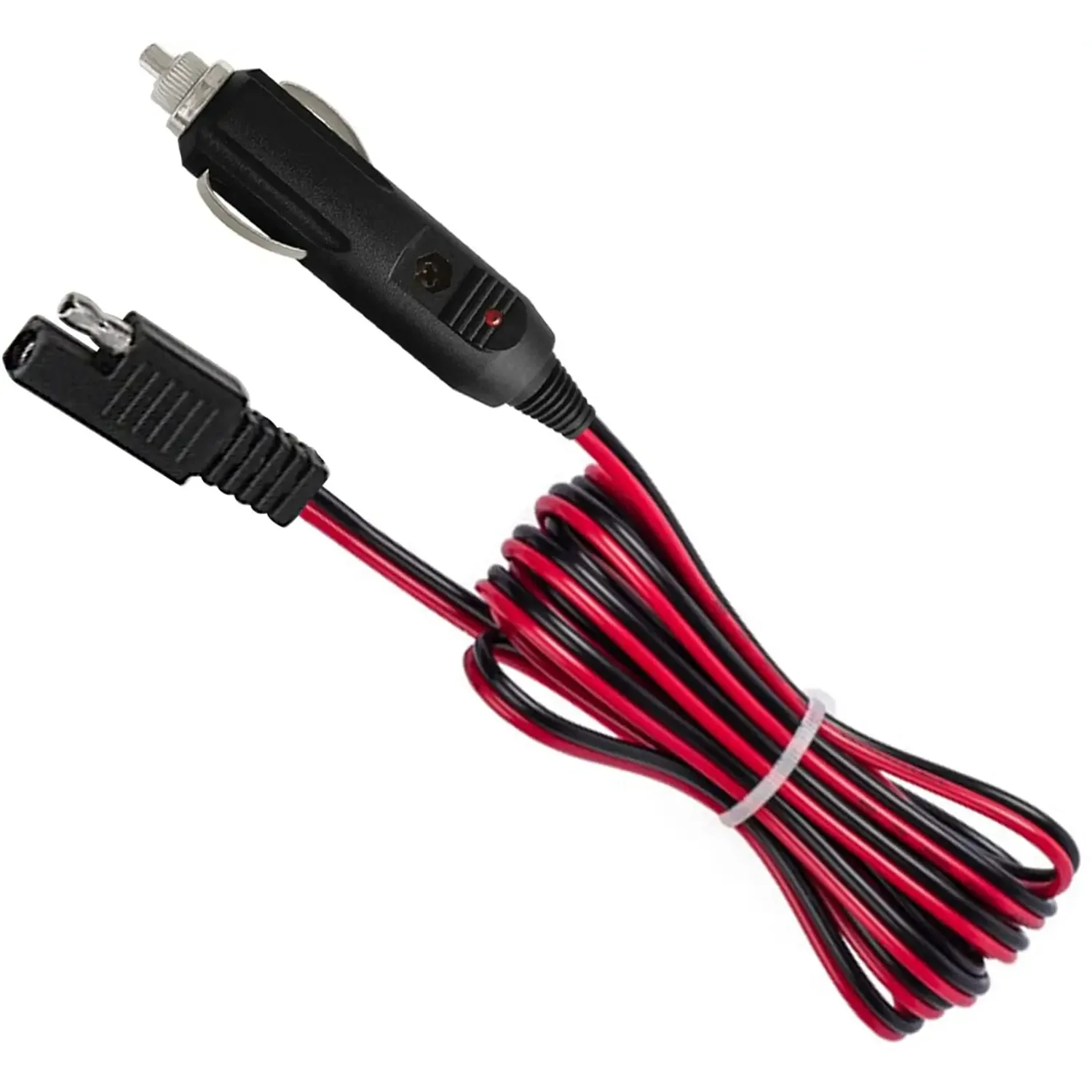 14AWG 12V 담배 라이터 플러그 SAE 퀵 릴리스 어댑터 확장 충전 케이블 퓨즈 및 LED 빛 (3FT)
