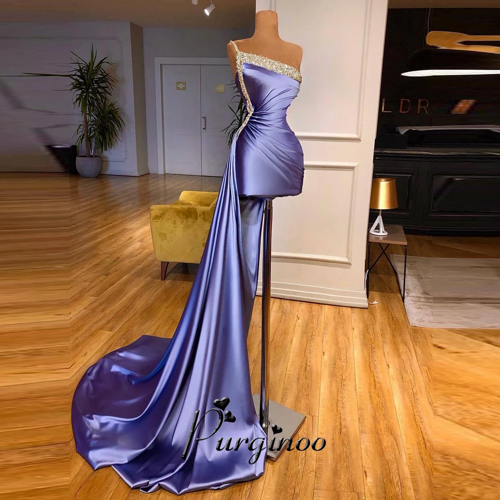 Purginoo Fashion Pleat Cocktail Dresses for Teen Saudi Arabric One Shoulder Engagement Vestidos De Gala Made