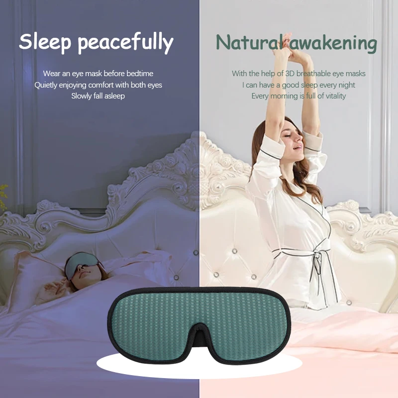 Sleep Mask 3D Eye Mask Green Breathable Shading Sleeping Adjustable Strap Sleep Padded Travel Rest