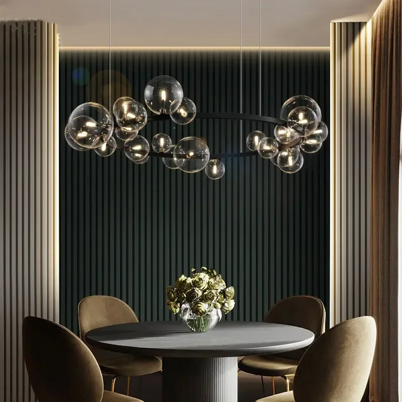 Nordic Living Room Simple Magic Bean Molecule Bubble Lamp Full Spectrum Eye Protection Bedroom Restaurant Glass Ball Chandelier led chandelier ceiling chandelier