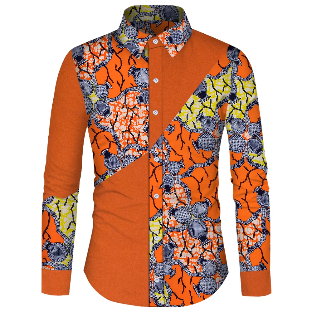 Ankara camicia Slim Fit africana uomo Bazin Riche camicie con
