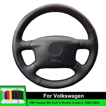 Coprivolante per auto per Volkswagen Passat B5 Golf 4 Skoda Octavia 1999-2005 Accessori per auto in fibra di cuoio Volante