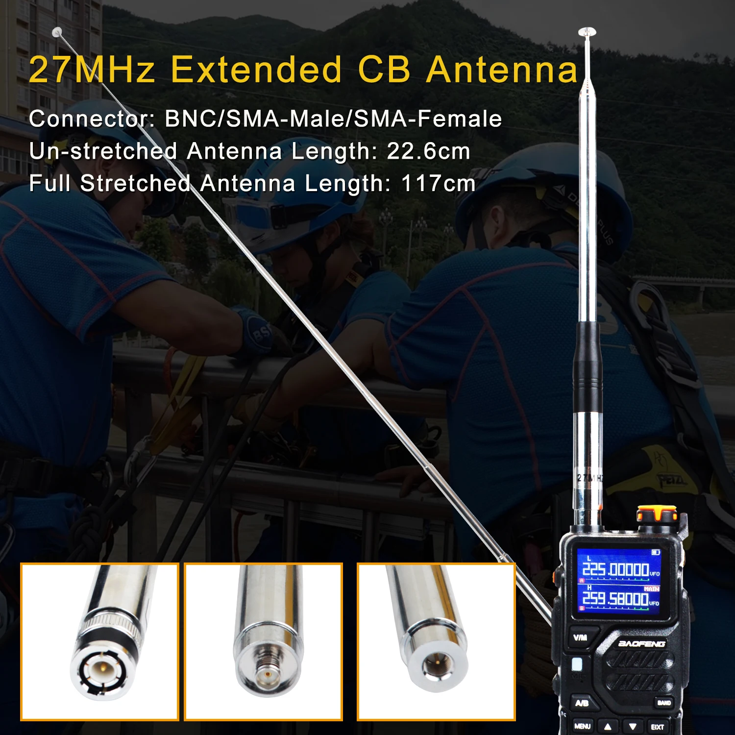 WalkieTalkie27MHzCBRetractableHighGainPortableRadioTelescopicAntennaSMAFemaleSMA