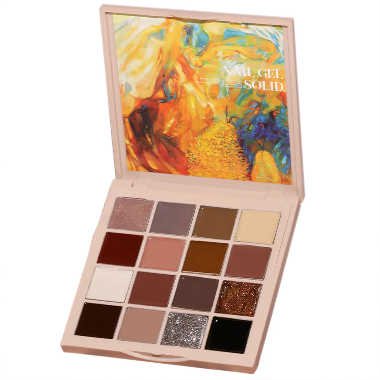 

16 Colors Solid Nail Gel Palette Cream Gel Nail Polish Kit With 16 Colors Nude Warm Solid Gel Polish Popular Nude Warm Nail