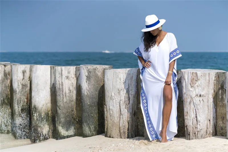 2022 Kaftan Beach Cover Up Summer Women Beachwear Cotton Tunic Oversize Bikini Cover-ups Robe De Plage Sarong Beach Tunic swim skirt cover up no brief