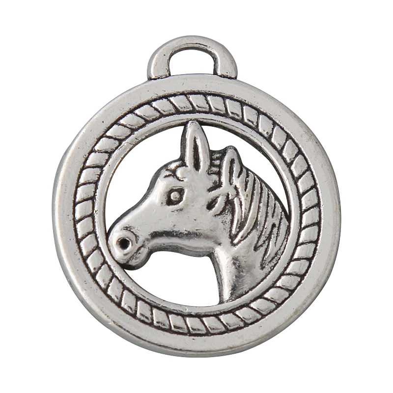 

Fashion 5pcs Alloy Horse Head Animal Pendant Charms 25mm AAC486