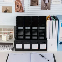 Compact Detachable Document Organizer - Stylish Bookshelf & File Holder, Durable PP Material, Office Storage Solution (Black)