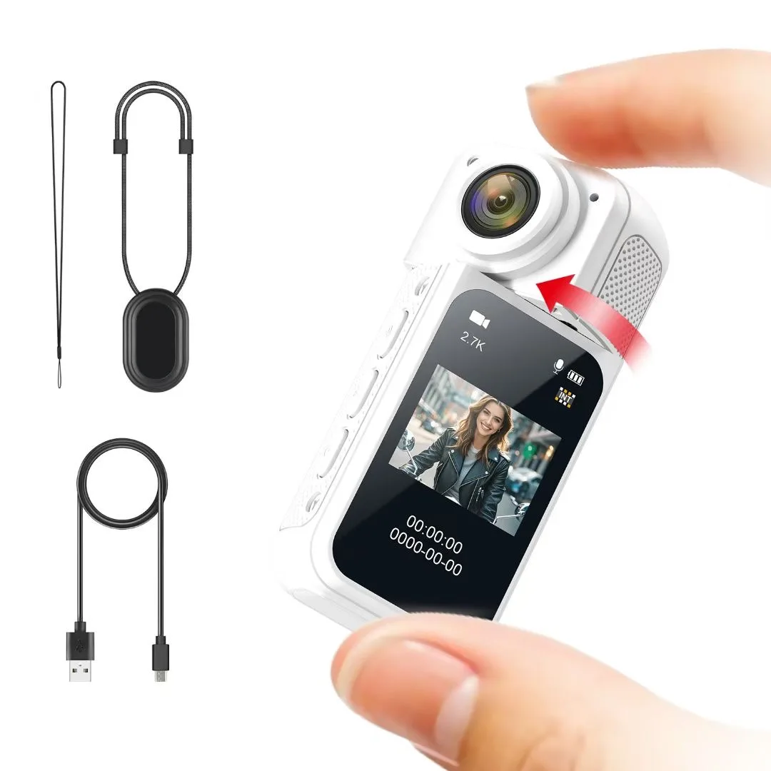 Cámara deportiva GEYUNE Thumb 2.7K HD 180 ° Gire WIFI Sport DV Ciclismo Grabador Atracción magnética al aire libre 1.47'' Cámara de acción