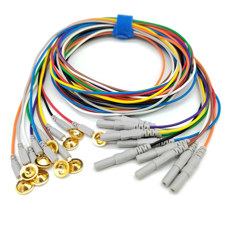 10PCColorbrainelectrodeEEGwirebrainconductancewire10startinggoldplateddiskmounted