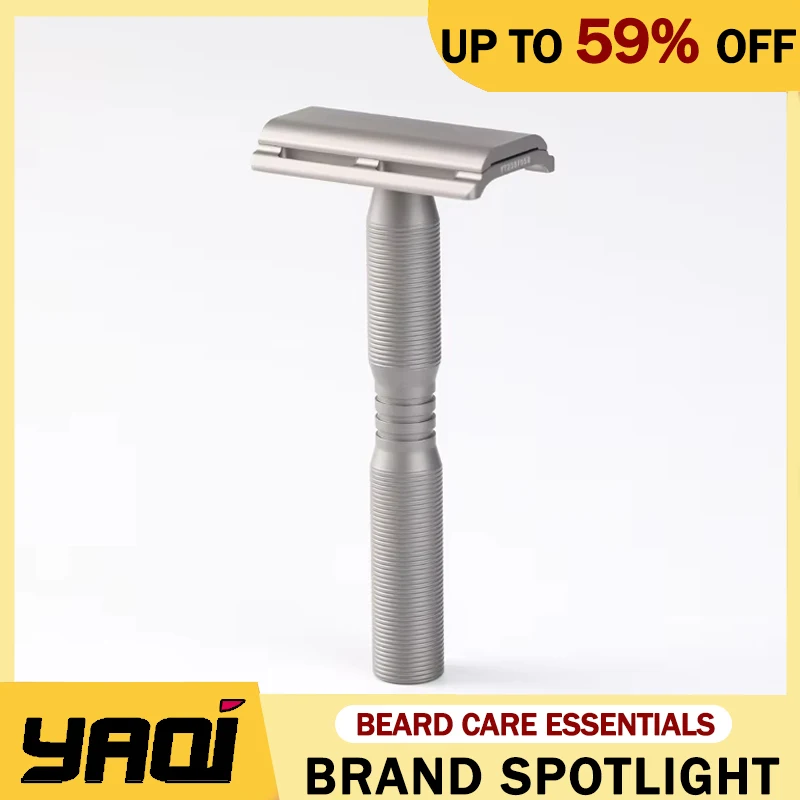 YAQI 0.70mm 블레이드 갭 고스트 티타늄 경량 안전 면도기 12mm 직경 및 핸들 88mm 길이 성인 남성용 면도기