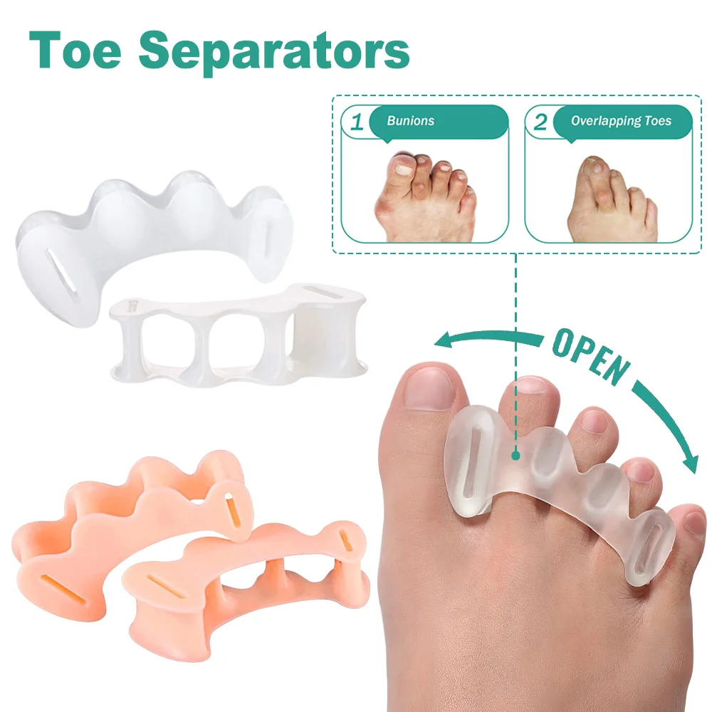 Gel Hard Silicone Toe Finger Separator 1Pair 3 Hole Hallux Valgus Orthopedic Spacers Bunion Overlapping Hammer Foot Corrector toe separators toe corrector