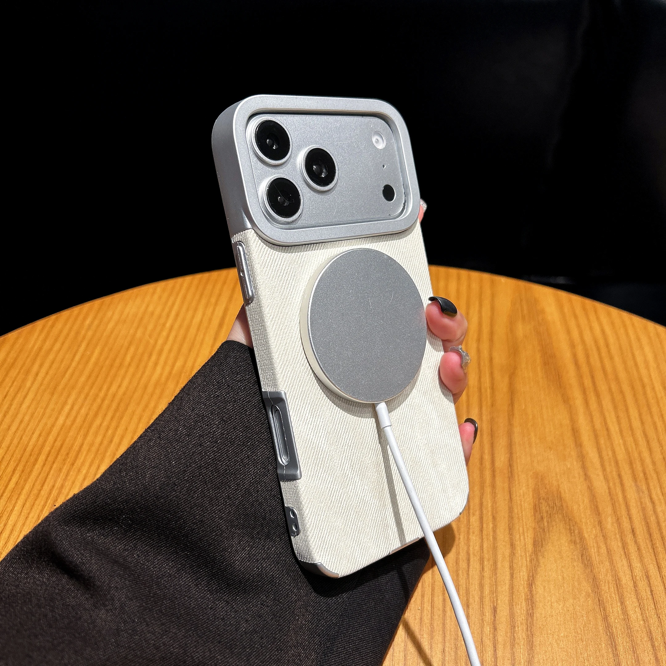Magnetic Denim Fabric Phone Case with Wireless Charging Capability