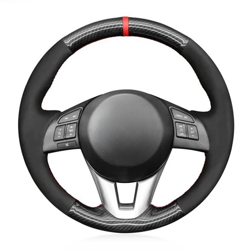 

Black Carbon Fiber Suede Car Steering Wheel Cover For Mazda 3 Axela Mazda 6 Atenza Mazda 2 CX-3 CX-5 Scion iA Toyota Yaris iA