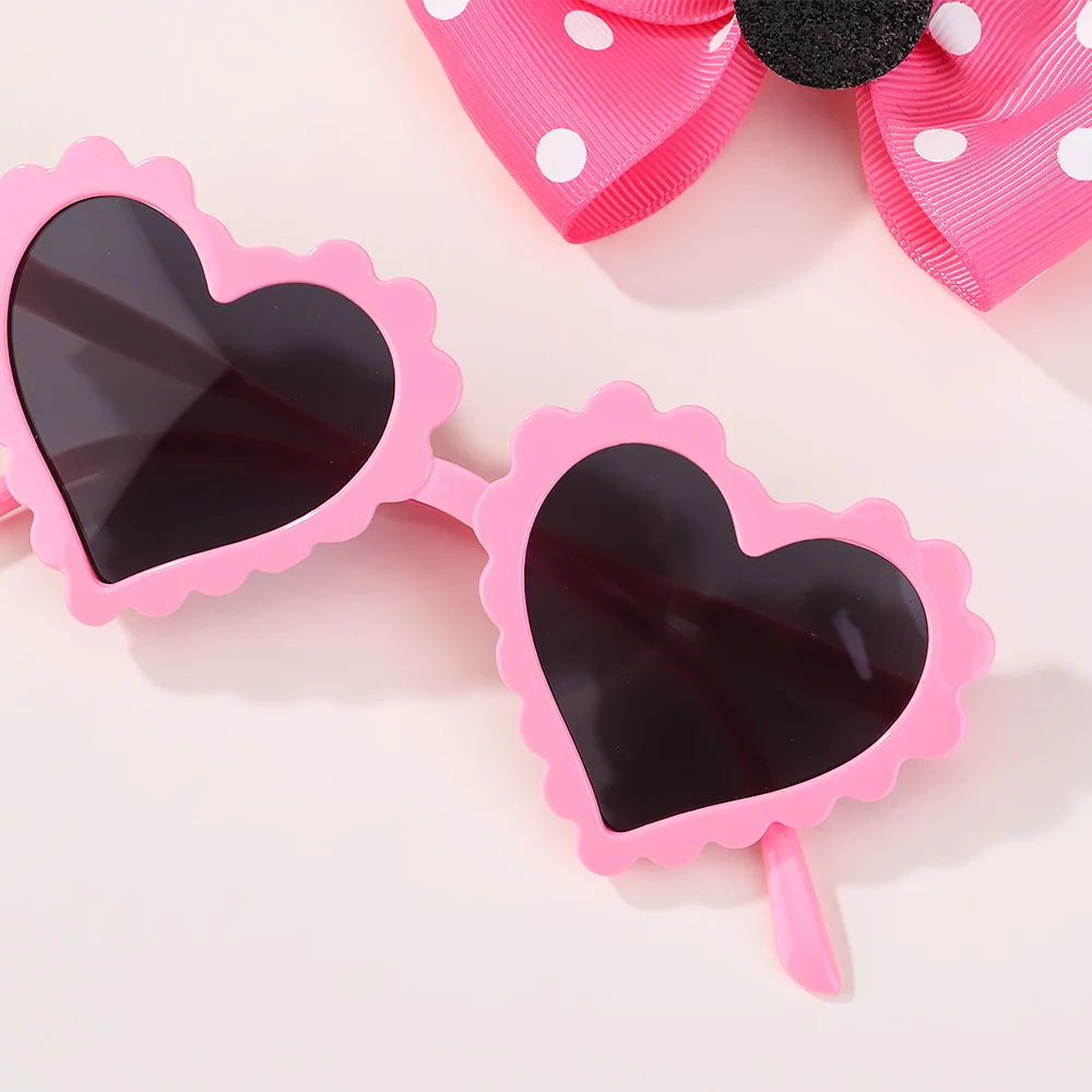 Hair accessories 2Pcs/Set Baby Hairpin Child Cute Bow Heart Shaped Newborn Protective Sun Glasses Girl Seaside Vacation Hair Accessories