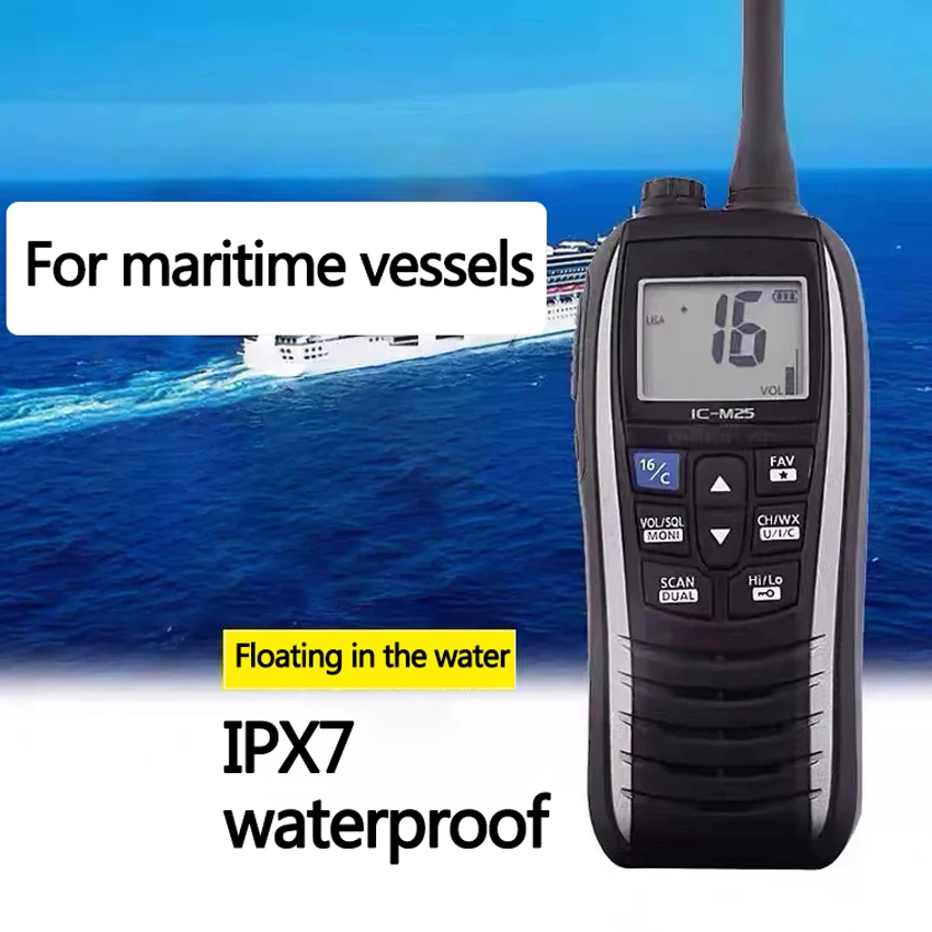 IC-M25 Maritime Interphone IPX7 Walkie-talkie Impermeavel Battery Capacity 1500mAh Standby 1-5 days Call distance 2-15KM