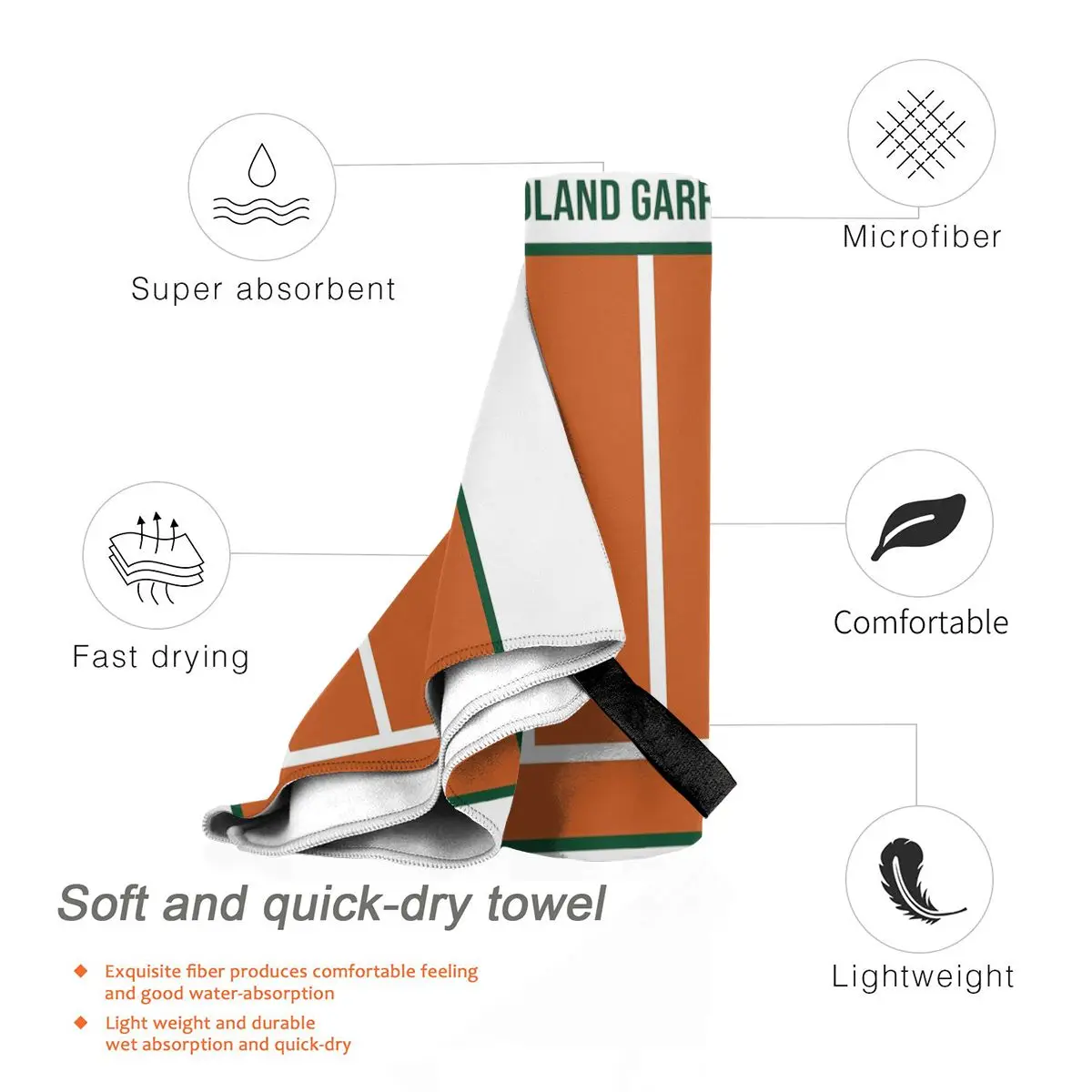 Roland Garros Beach Towel Soft Microfiber Quick Dry Absorbent Quick Towels For Mountain Climbing 4
