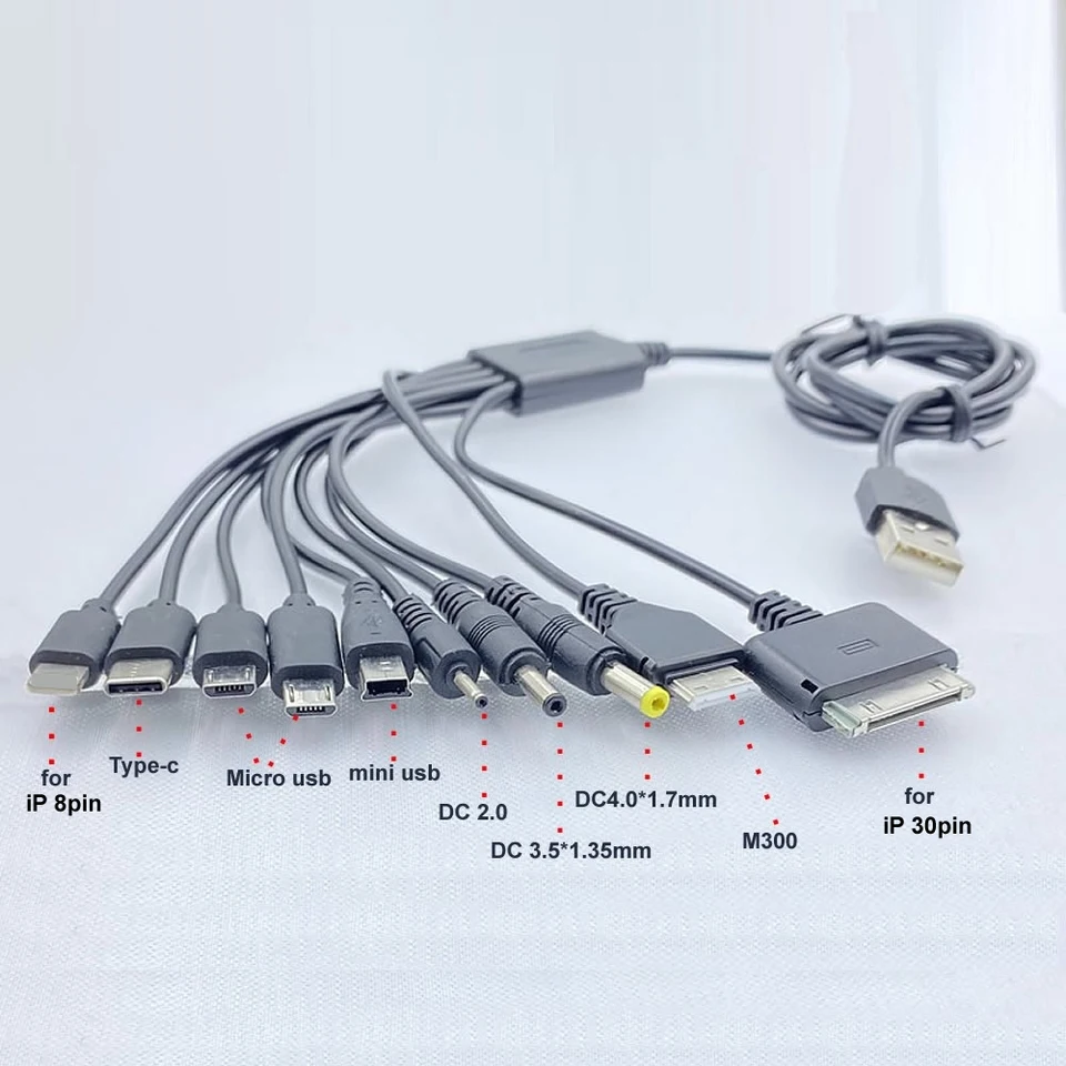 Cavo USB Universale 10 In 1 – Multiporta Per Cellulari, Auricolari, Altoparlanti, 100 Cm, Ricarica E Dati