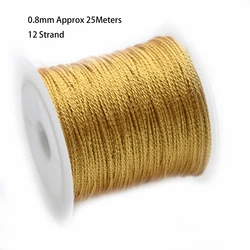 Premium Nylon Gold & Silver Braided Beading Cord for Jewelry Crafting and DIY Projects (0.8mm 25meters)