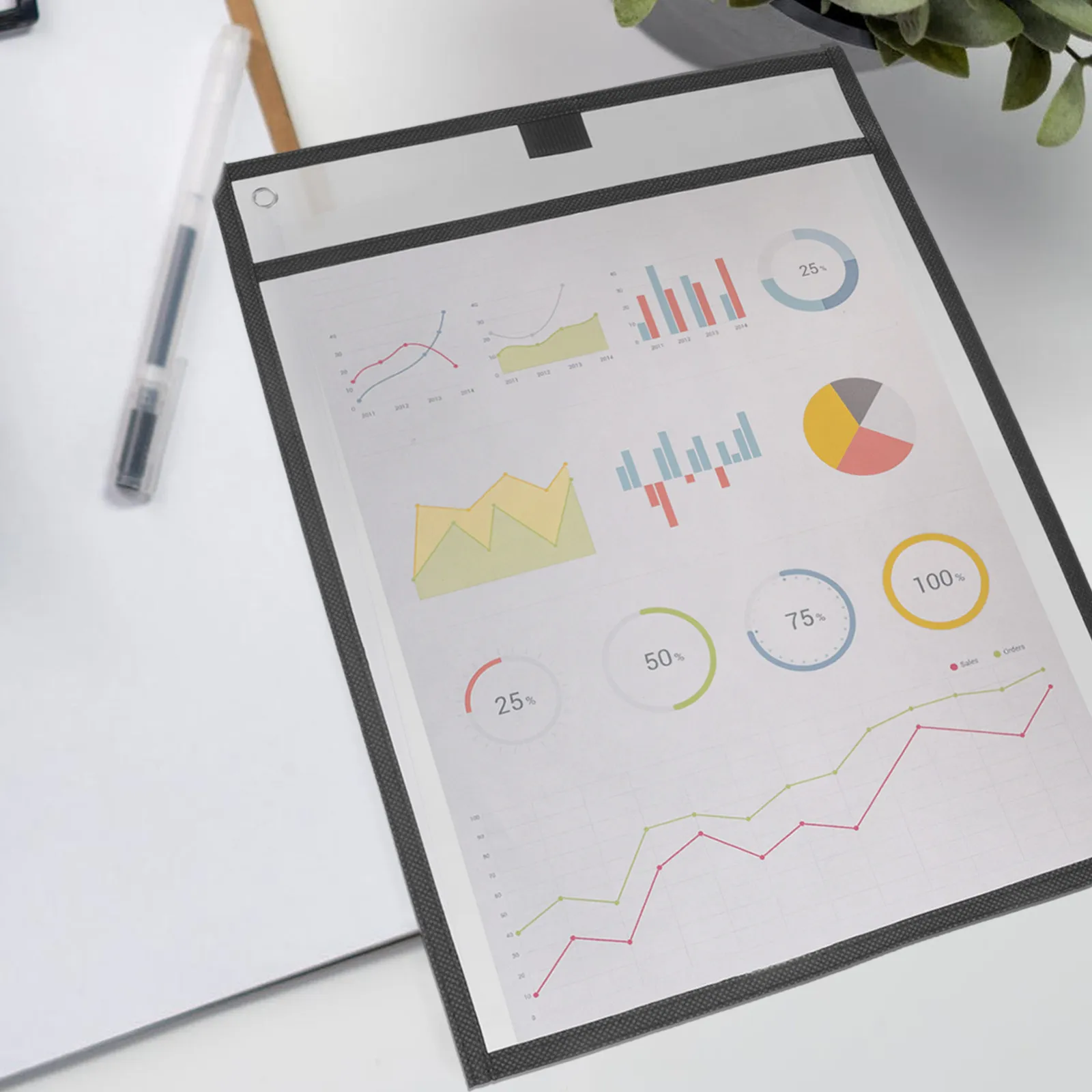 6Pcs 투명 PVC 드라이 지우기 슬리브 사무실 교실 교육 학교용 마커 홀더가 있는 재사용 가능한 대형 자체 밀봉 가방