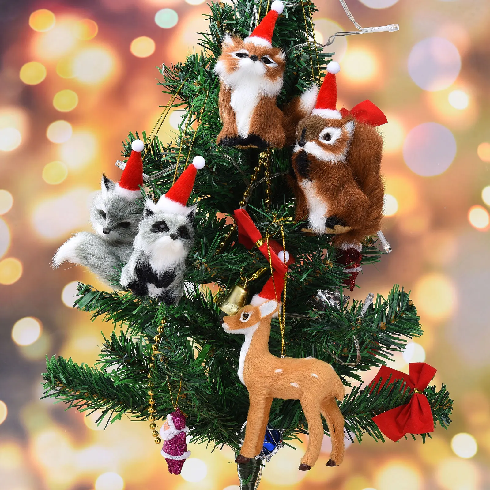 

Multistyles Furry Animal Hanging Decoration Lovely Christmas Gifts Desktop Ornaments Xmas Home Party Decoration