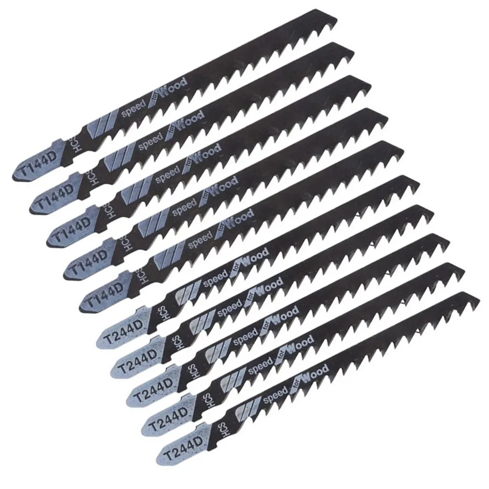 10Pcs HCS JigSaw Blades T144D+T244D For High Speed  Wood Board Plastic Cutting Home DIY Curve Cutting Reciprocating Saw Blade