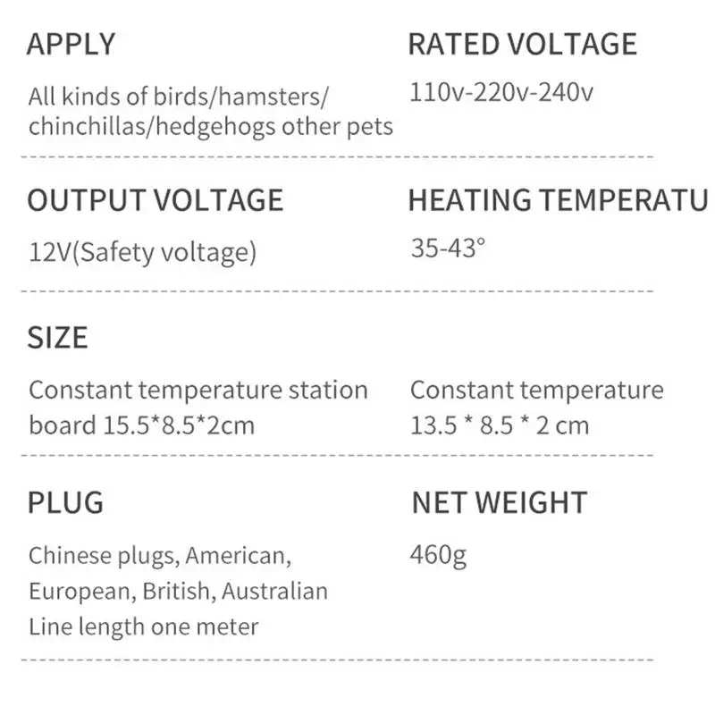 Parrot Perch 5W Thermostatic Flat Bird Heater for Cage Safe Bird Perch Stand Warmer for Birds Parrots Hamsters and Chinchillas