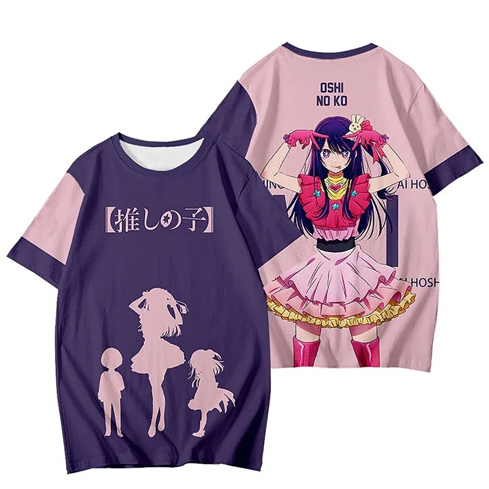 

Homens e mulheres 3D Imprimir Anime T-Shirt, Kawaii Desenhos Animados Camisetas, Harajuku Crianças Tops, Oshi No Ko Ai Hoshino