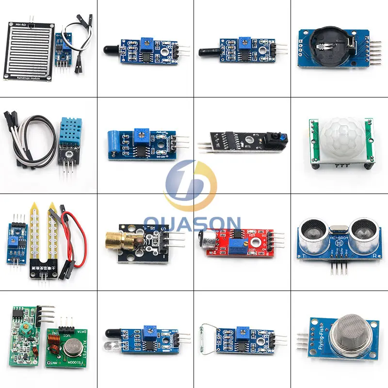 16pcs/lot pi 2 3 the sensor module package HC-SR04 501 DHT11 DS3231 KY ...