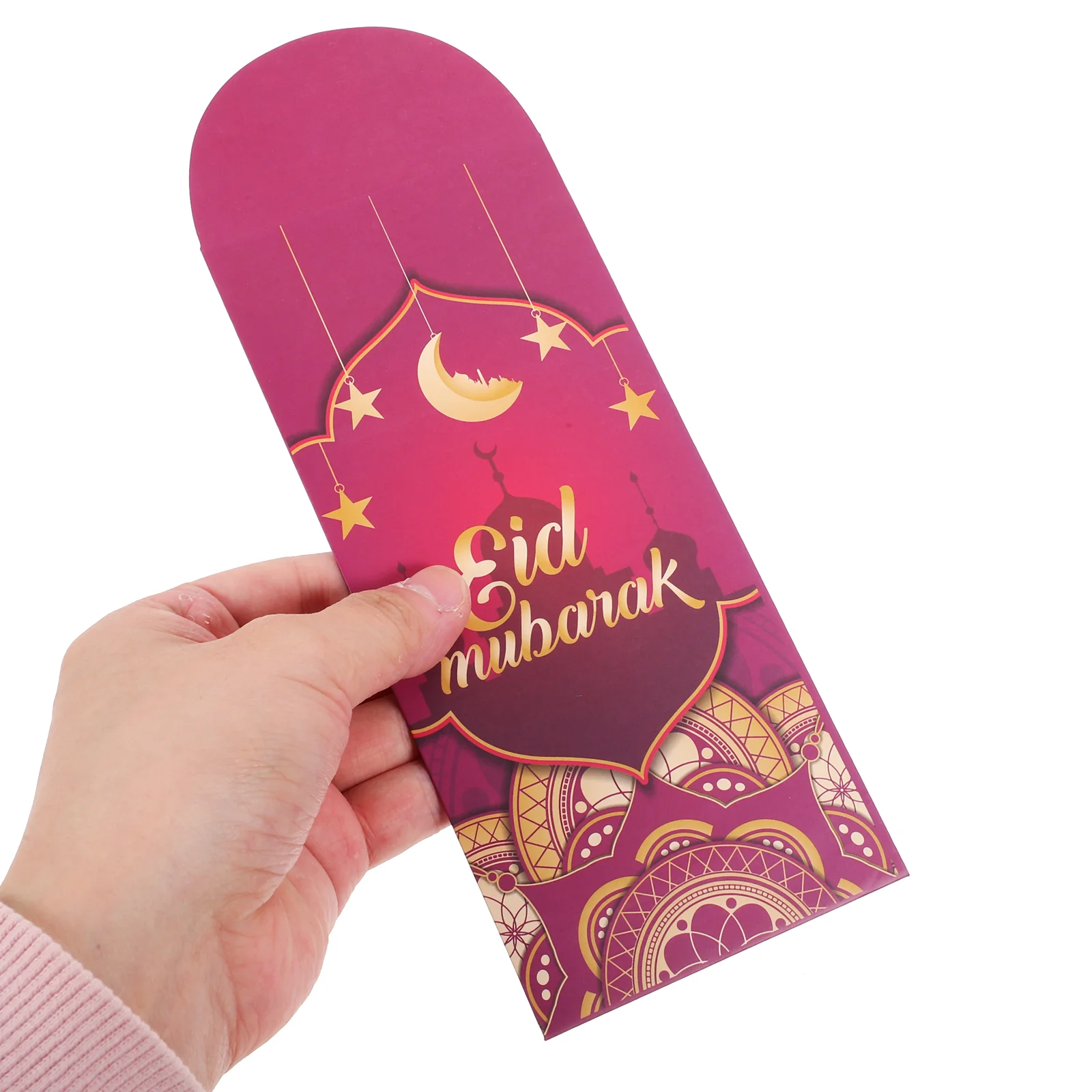 빨간 봉투 가방 Eid 종이 봉투, 이슬람 카드 무바라크 포장, 독특한 파티 필러, 선물 블랭크, 12 개