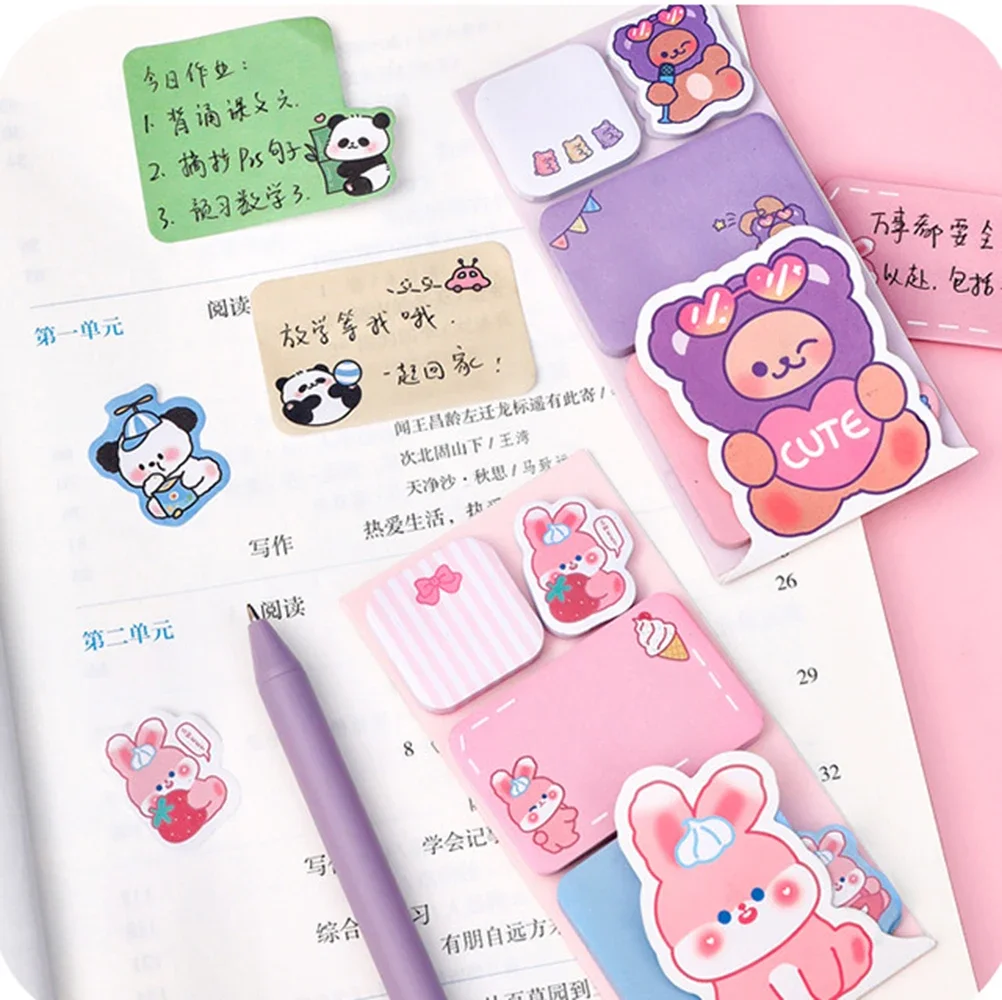 100 Sheets Cartoon Animal Combination Sticky Notes Students Memo Message Paper Scrapbooking Decorative Stationery