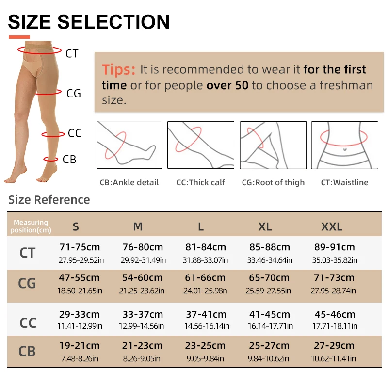 15-21mmHg 1 Pair Woman Medical Compression Stockings Thigh High Prevent  Varicose Veins Sock Open Toe Long Pressure Stocking