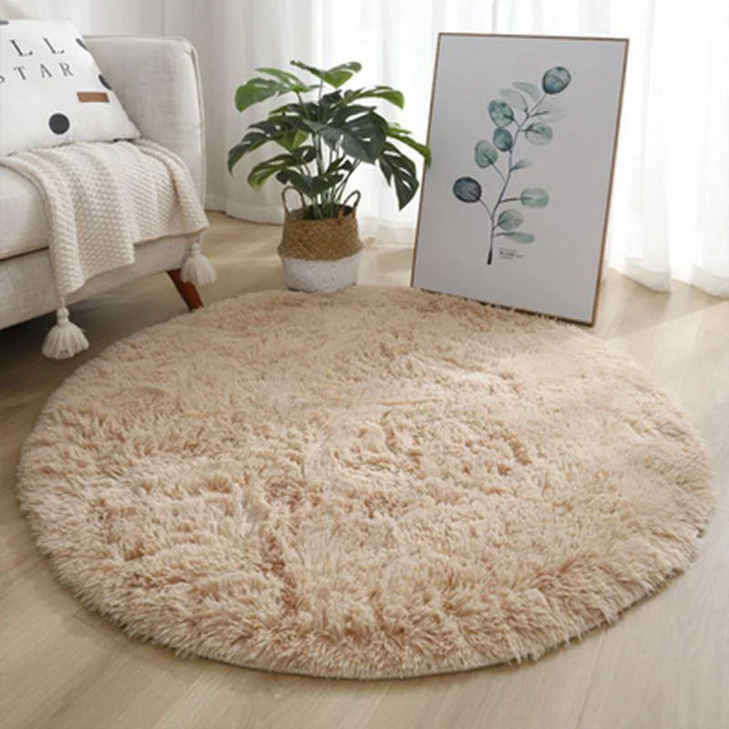 Plush rug Nordic living room carpet circular floor mat hanging basket computer chair mat solid color