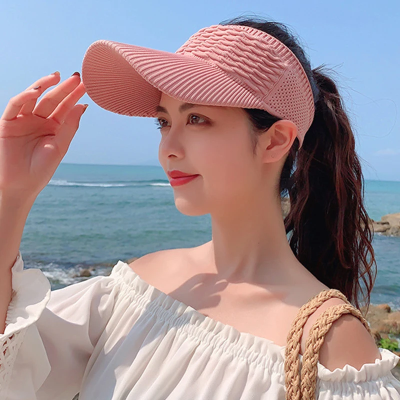Summer Outdoor Long Brim Empty Top Baseball Cap Women Girls Sports