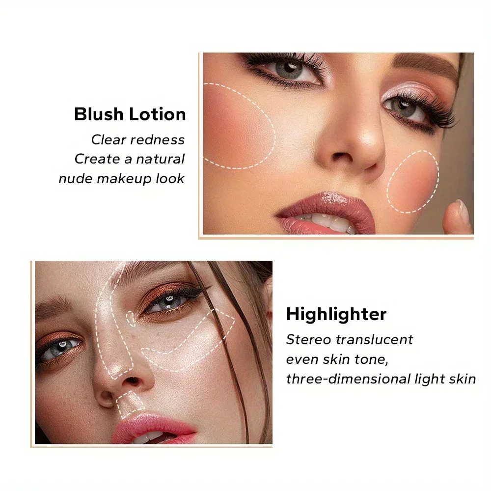 3pcs Makeup Set, Blush Liquid, Highlighter Liquid, Contour 3pcs Multicolor Multifunctional Cosmetics Set for Novices