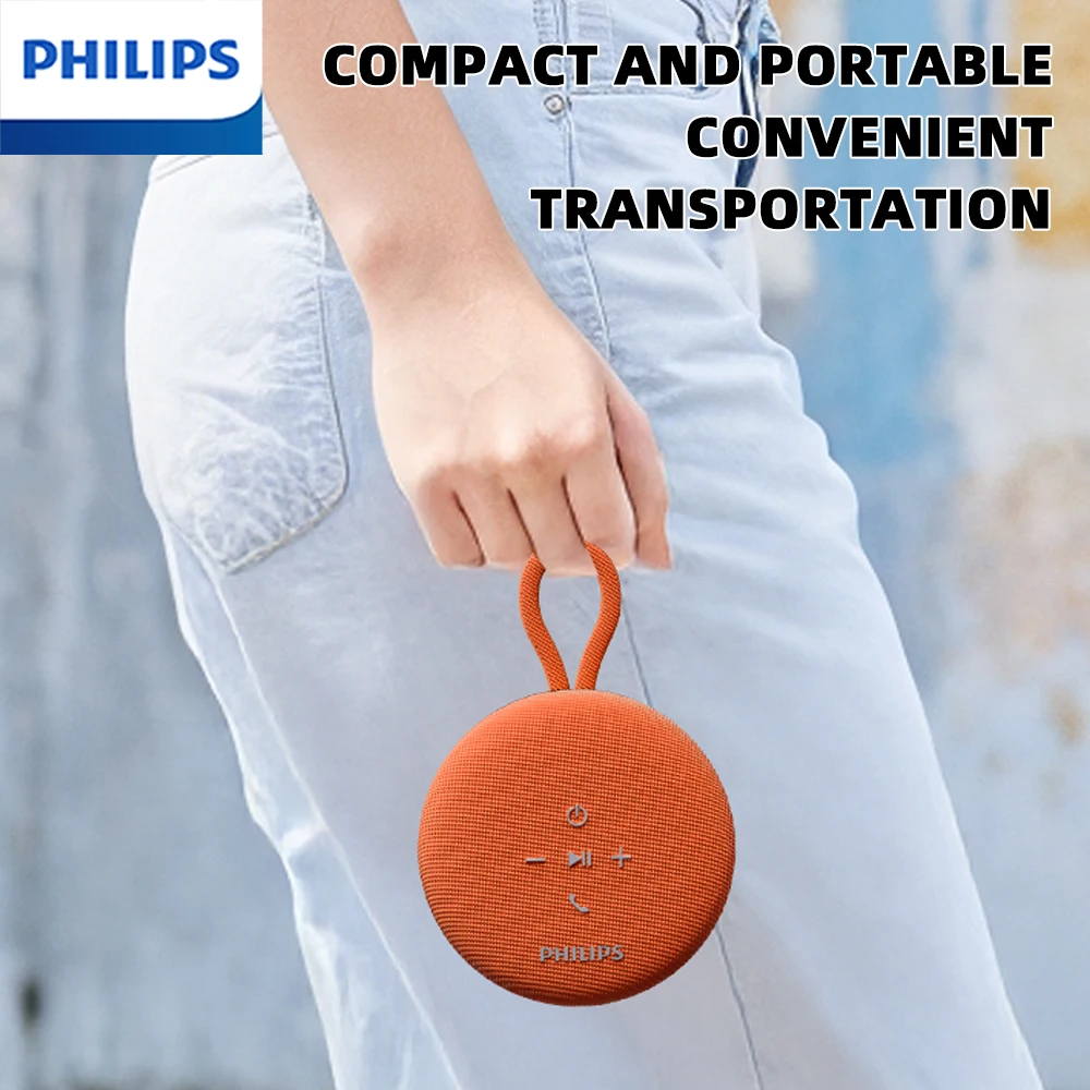 Philips TAS1120 Mini Bluetooth Speacker Portable Bathroom Waterproof Indoor 800mAh Wireless Subwoofer Suction Cup Lanyard