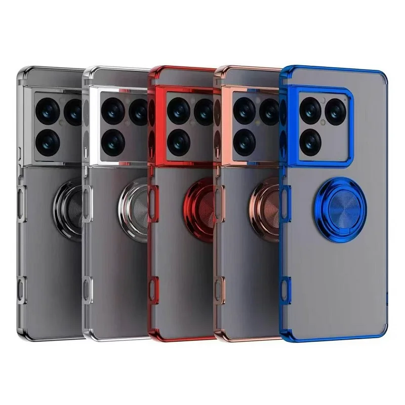 Transparent Soft Back Case with Ring Stand and Clear Cover Protection