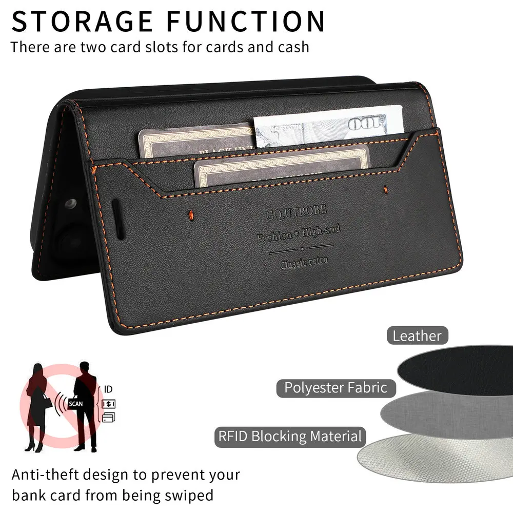 Luxury RFID Leather Wallet Phone Case Cover
