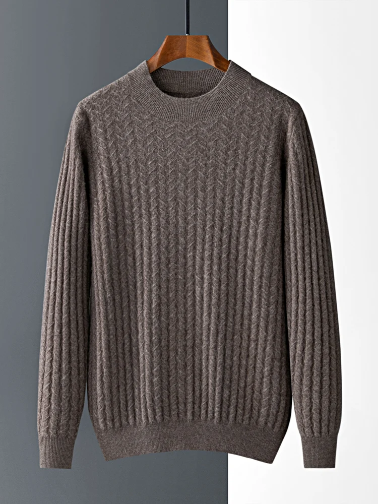 Autumn winter 100% cashmere men sweater round neck pullover long sleeve loose Knitwear plus size bottoming shirt Men's clothing