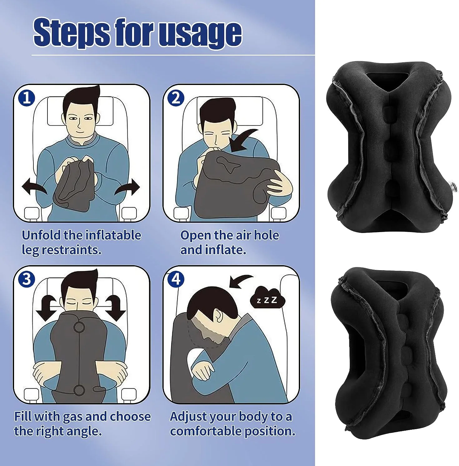 Deluxe Inflatable Travel Pillow with Chin and Neck Support for Ultimate Comfort