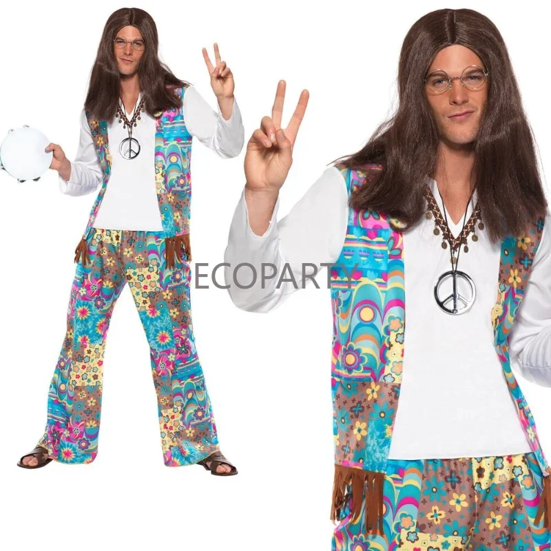 2023 New Trend Halloween Adult Mens 60s 70s Psychedelic Hippy