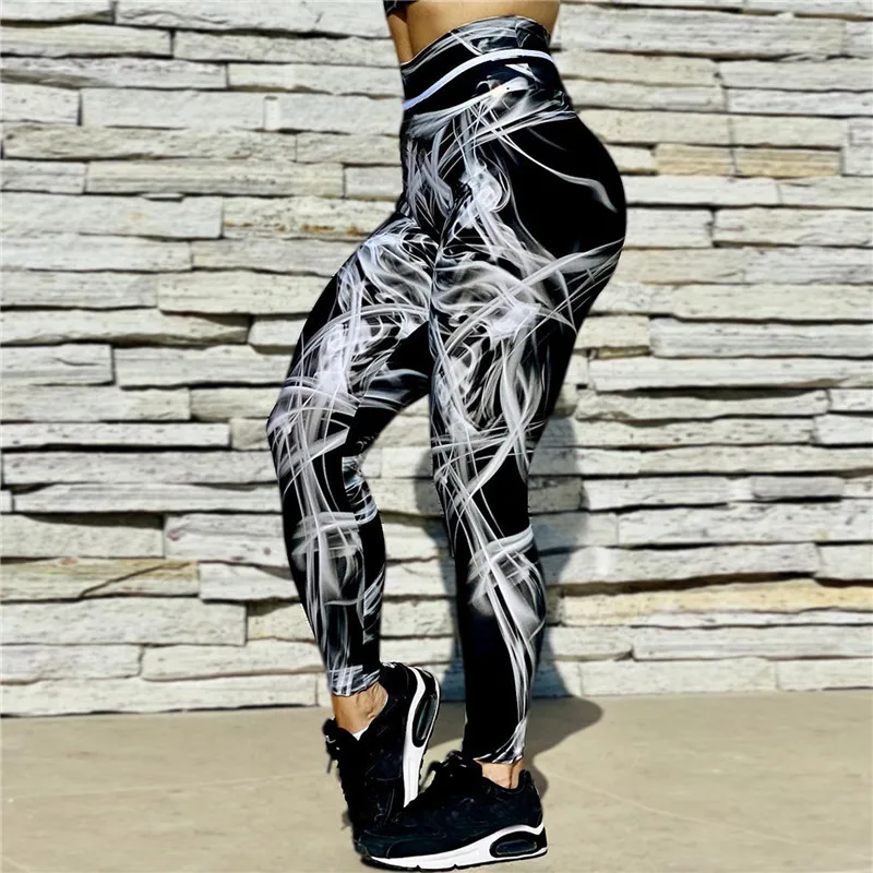 Sexy High Waist Fitness Casual Highly Elastic Leggings Fashion Printed Women Fitness Workout Slimming Trousers Running Pant seamless leggings