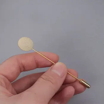 دبوس بروش طويل مطلي بمعدن اللؤلؤ والنحاس ، دبوس طية صدر ذاتي الصنع ، صناعة مجوهرات الفساتين ، قاعدة دبابيس ، ملحقات صينية ، 10: 50 لكل مجموعة 4