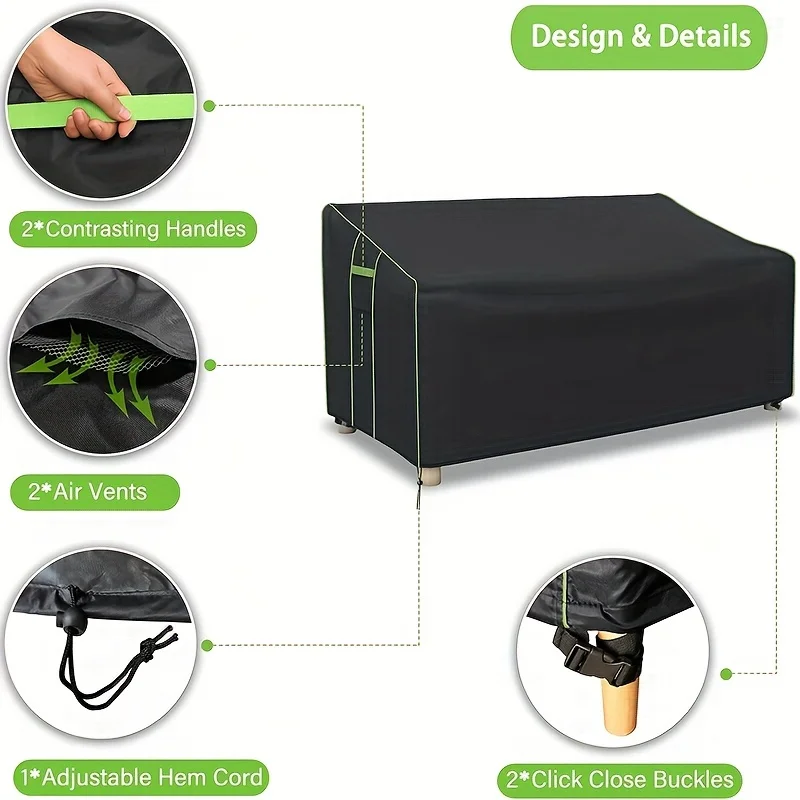 The courtyard sofa cover is waterproof, the double seat balcony two person sofa cover, the 600D thickens the heavy-duty outdoor 3