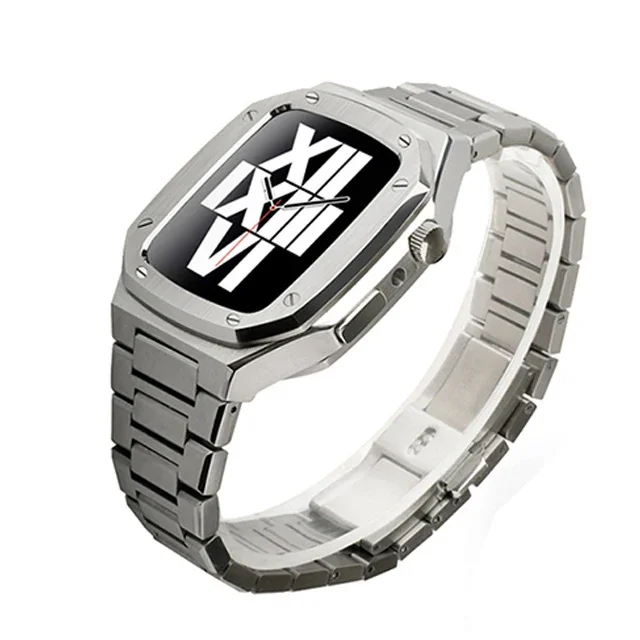 Luxury Stainless Steel Apple Watch Band with Metal Bezel Case
