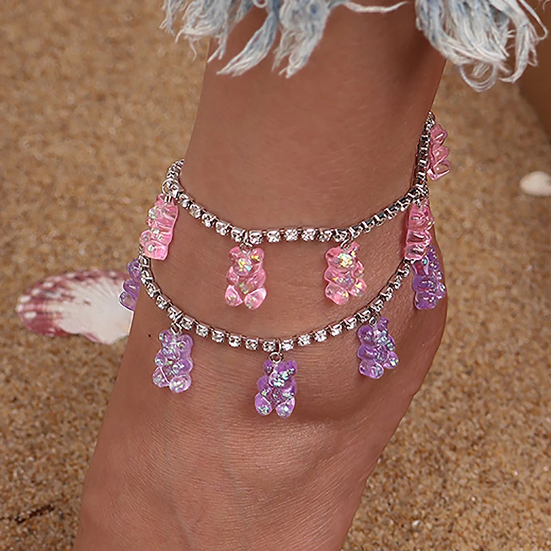 Zicrion Cadena de diamantes de imitación para mujer, de oso de goma, Color 2 unids/set| | - AliExpress