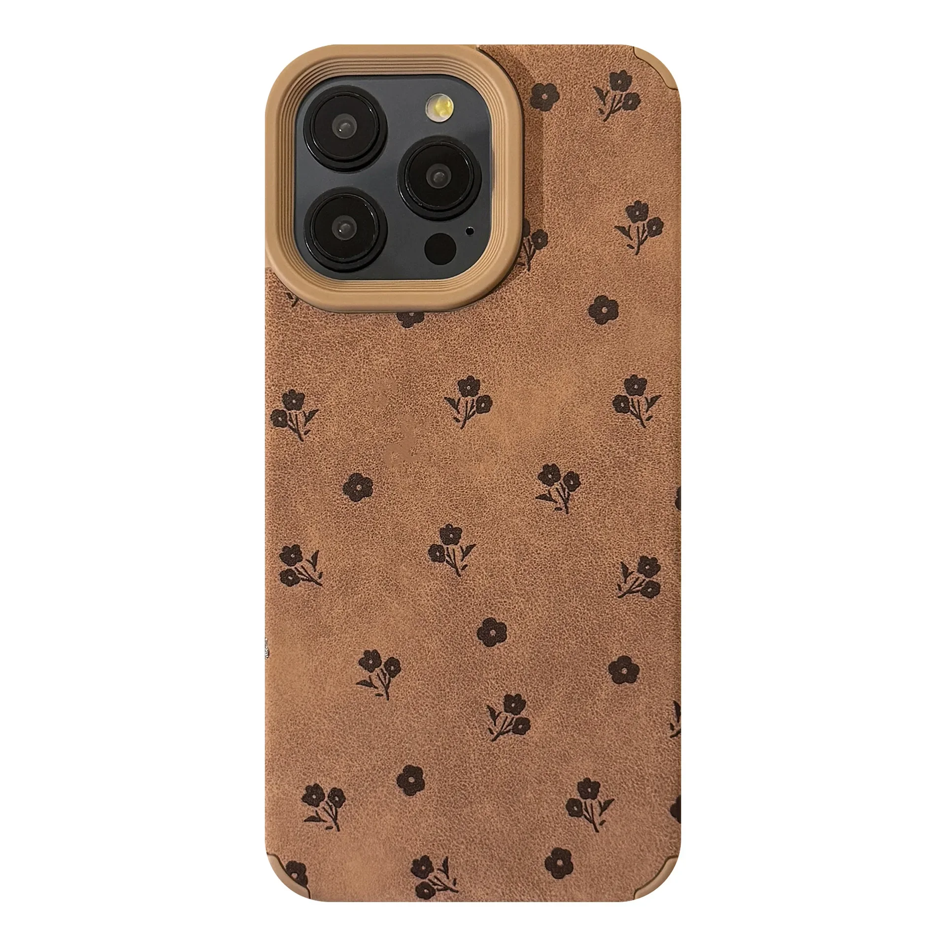 Retro Flowers Suede Leather Art Phone Case - Cute Luxury Cartoon Cover